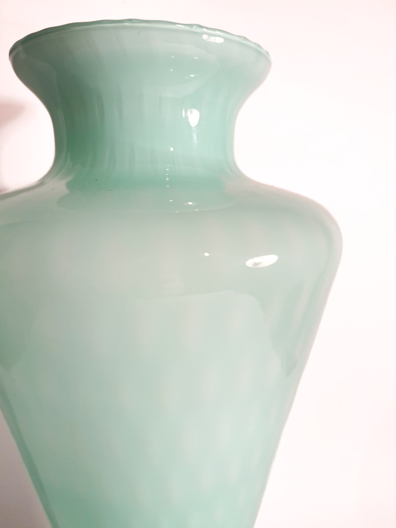 Hand-blown Green Murano Glass Vase from the 1980s