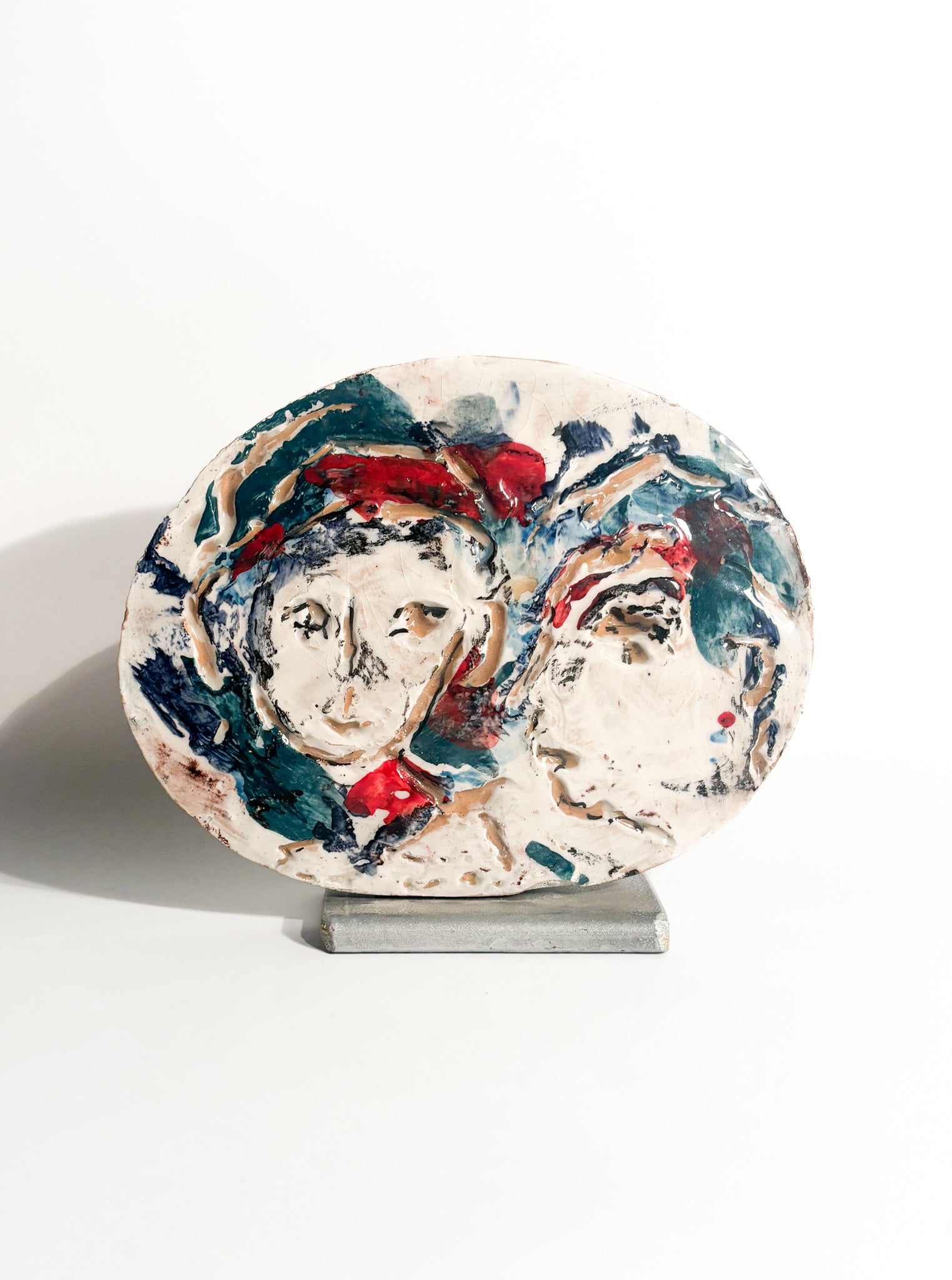 Painted Ceramic Plate by Ernesto Treccani 1970s