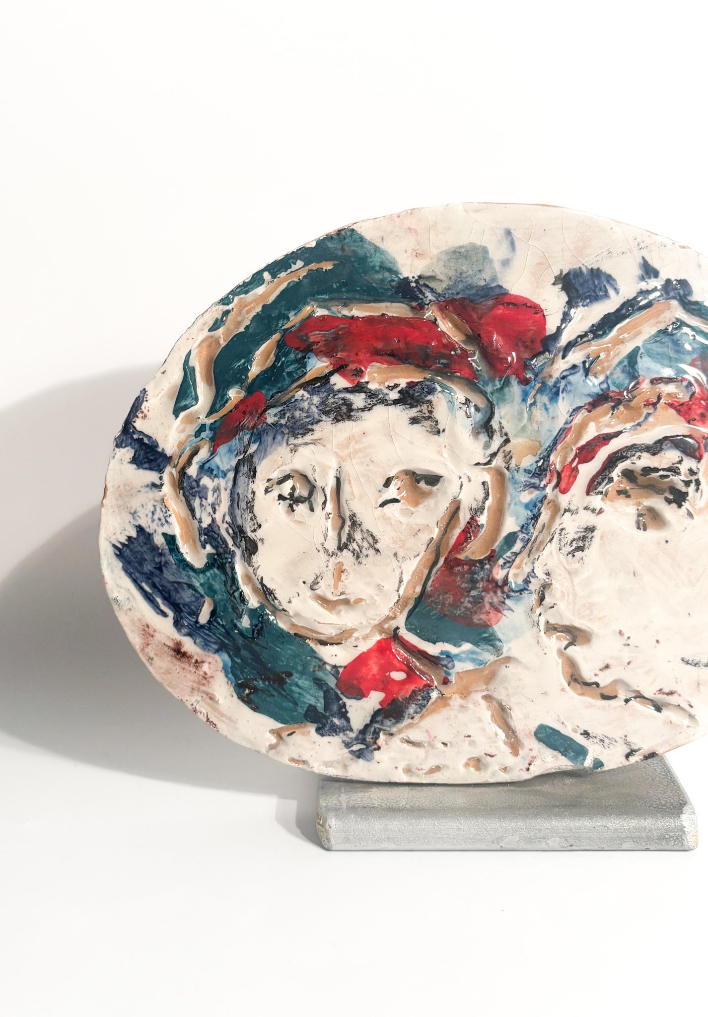 Painted Ceramic Plate by Ernesto Treccani 1970s