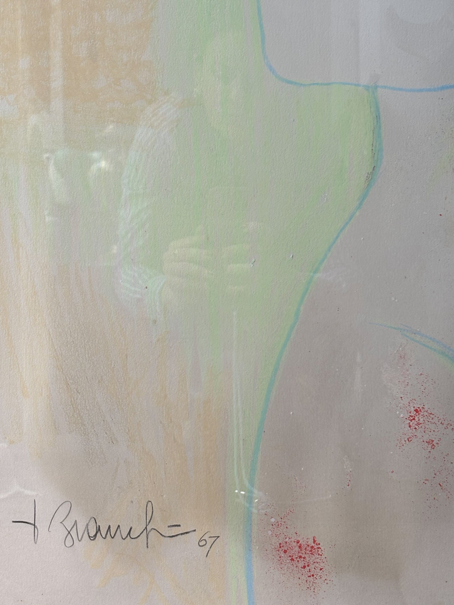Mixed Technique Painting of a Female Nude by Branchi from 1967