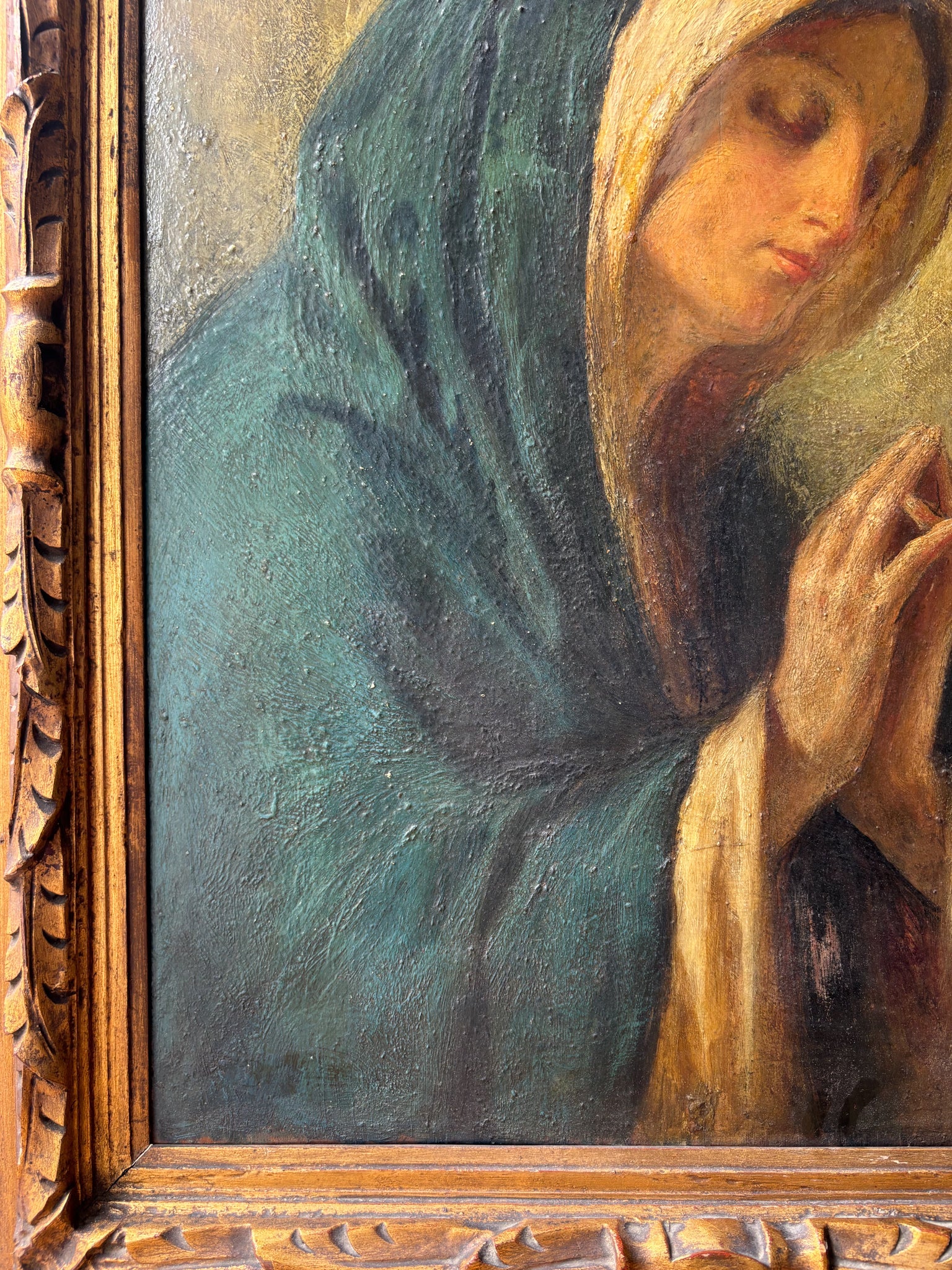 Dipinto Olio su Tela di Soggetto Religioso dei Primi Anni del Novecento