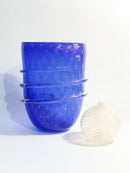 Vaso in Vetro dei Dogi di Murano Blu con Foglia D'Oro Anni 80