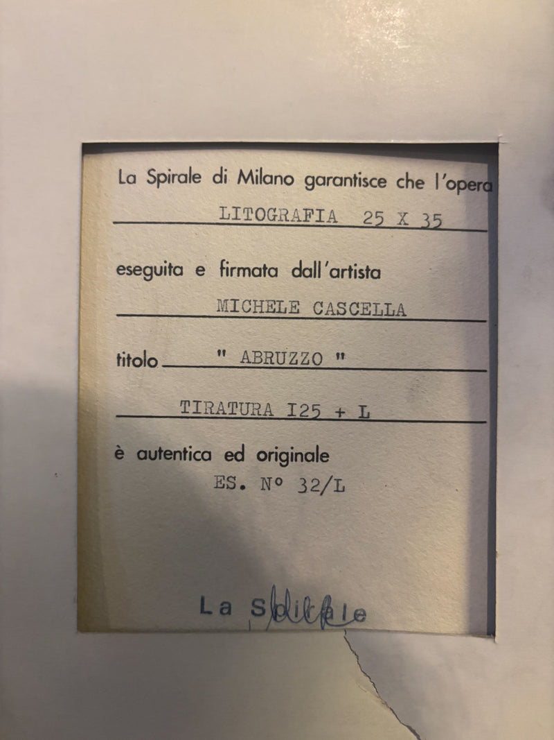 Litografia "Abruzzo" di Michele Cascella Anni 60