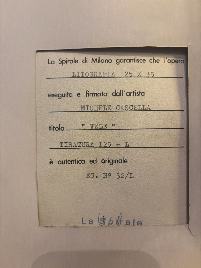 Litografia "Vele" di Michele Cascella Anni 60