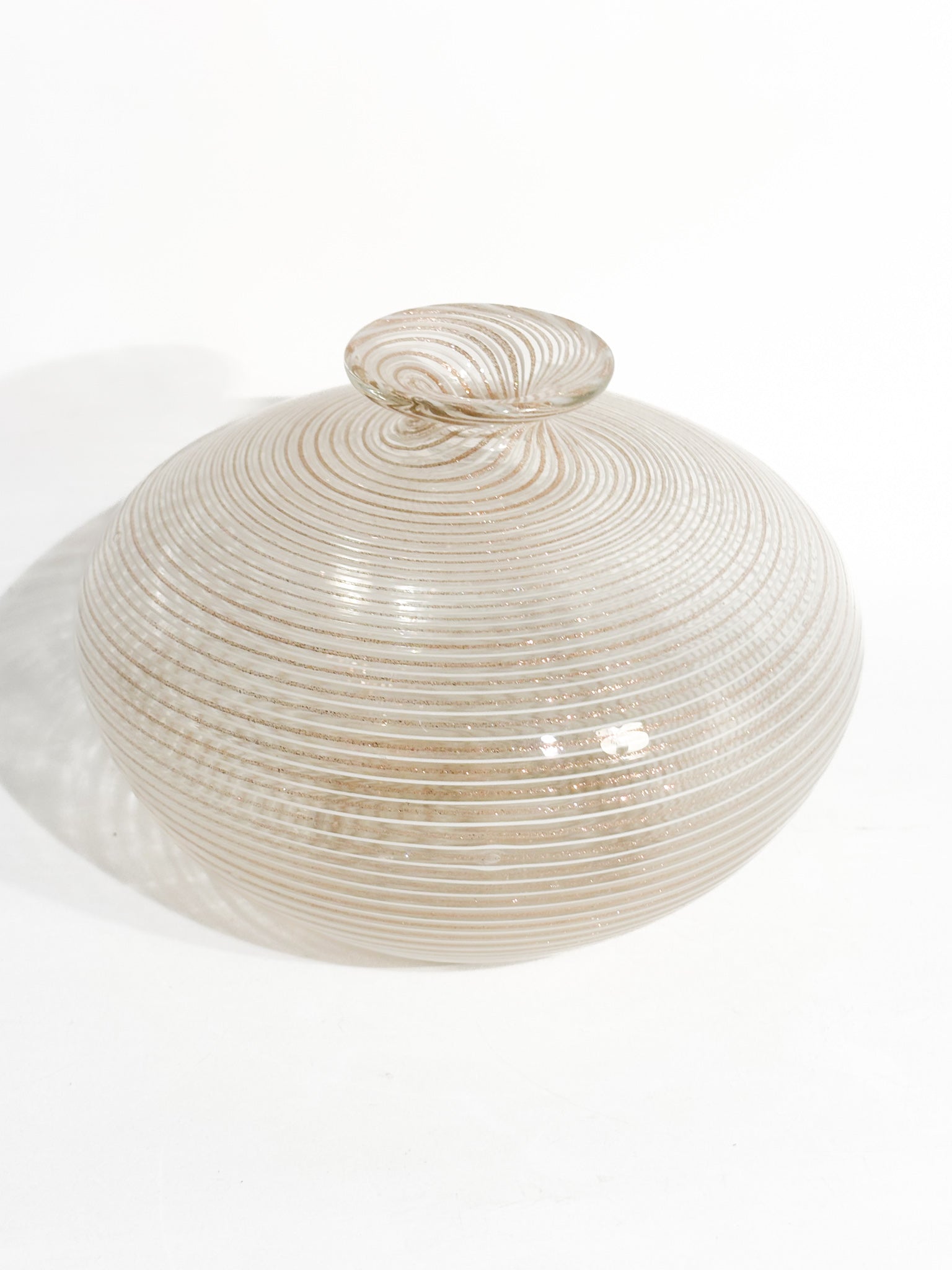 Vaso Monofiore in Vetro di Murano con Avventurina Lavorazione e Filigrana Anni 60