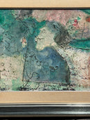 Oil Painting on Canvas by Franco Rognoni with Lady with Suitors from 1974