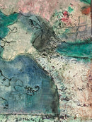 Oil Painting on Canvas by Franco Rognoni with Lady with Suitors from 1974