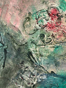 Oil Painting on Canvas by Franco Rognoni with Lady with Suitors from 1974