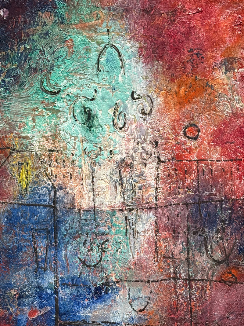 Dipinto Olio su Tela di Venezia di Franco Rognoni Anni 70
