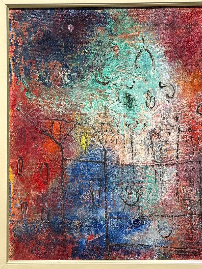 Dipinto Olio su Tela di Venezia di Franco Rognoni Anni 70