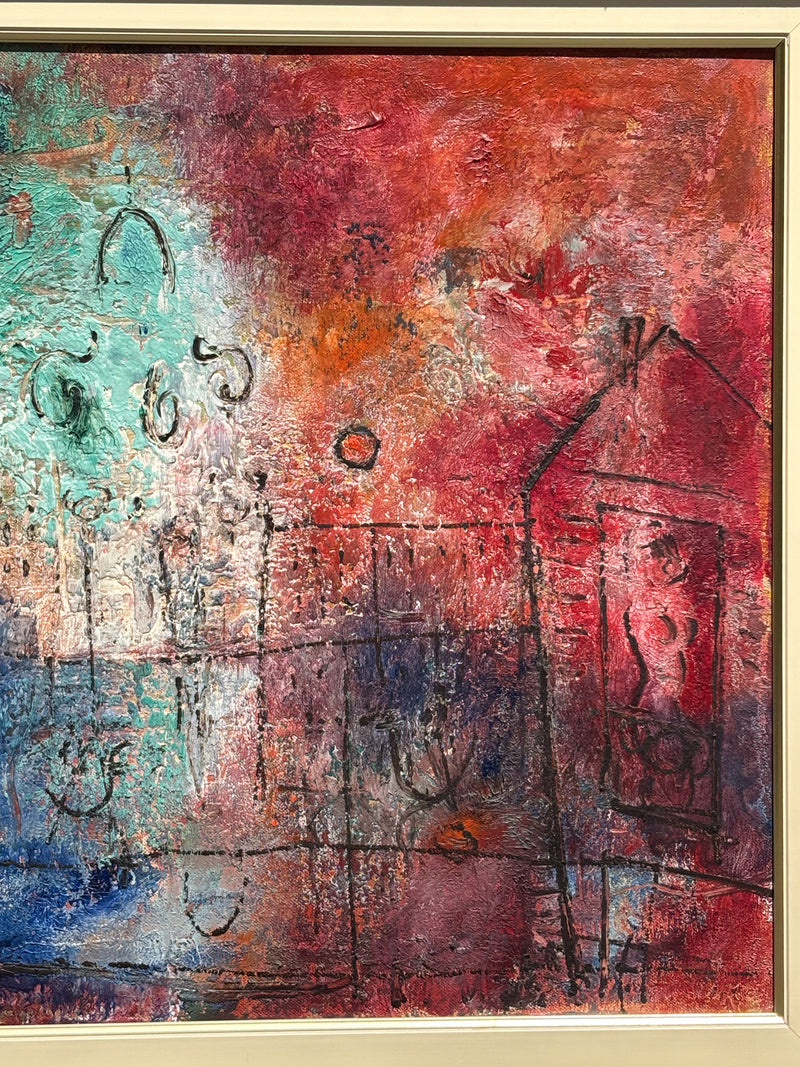 Dipinto Olio su Tela di Venezia di Franco Rognoni Anni 70