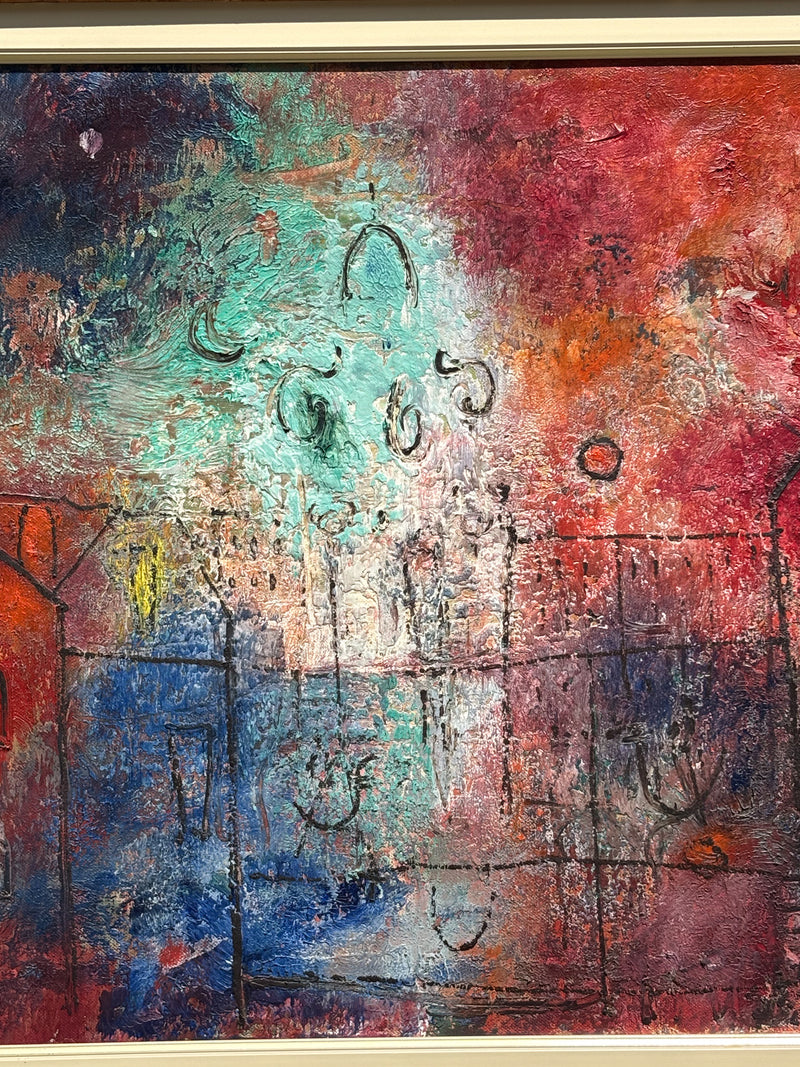 Dipinto Olio su Tela di Venezia di Franco Rognoni Anni 70