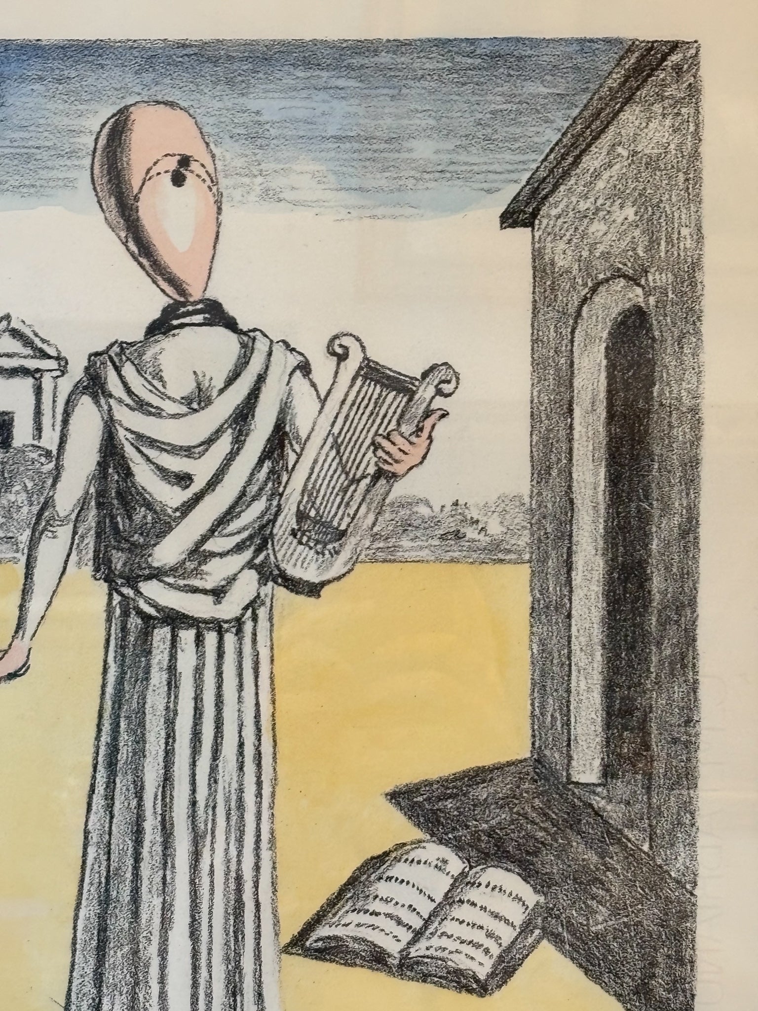 Litografia a colori "La Musa della Storia" di Giorgio De Chirico del 1972