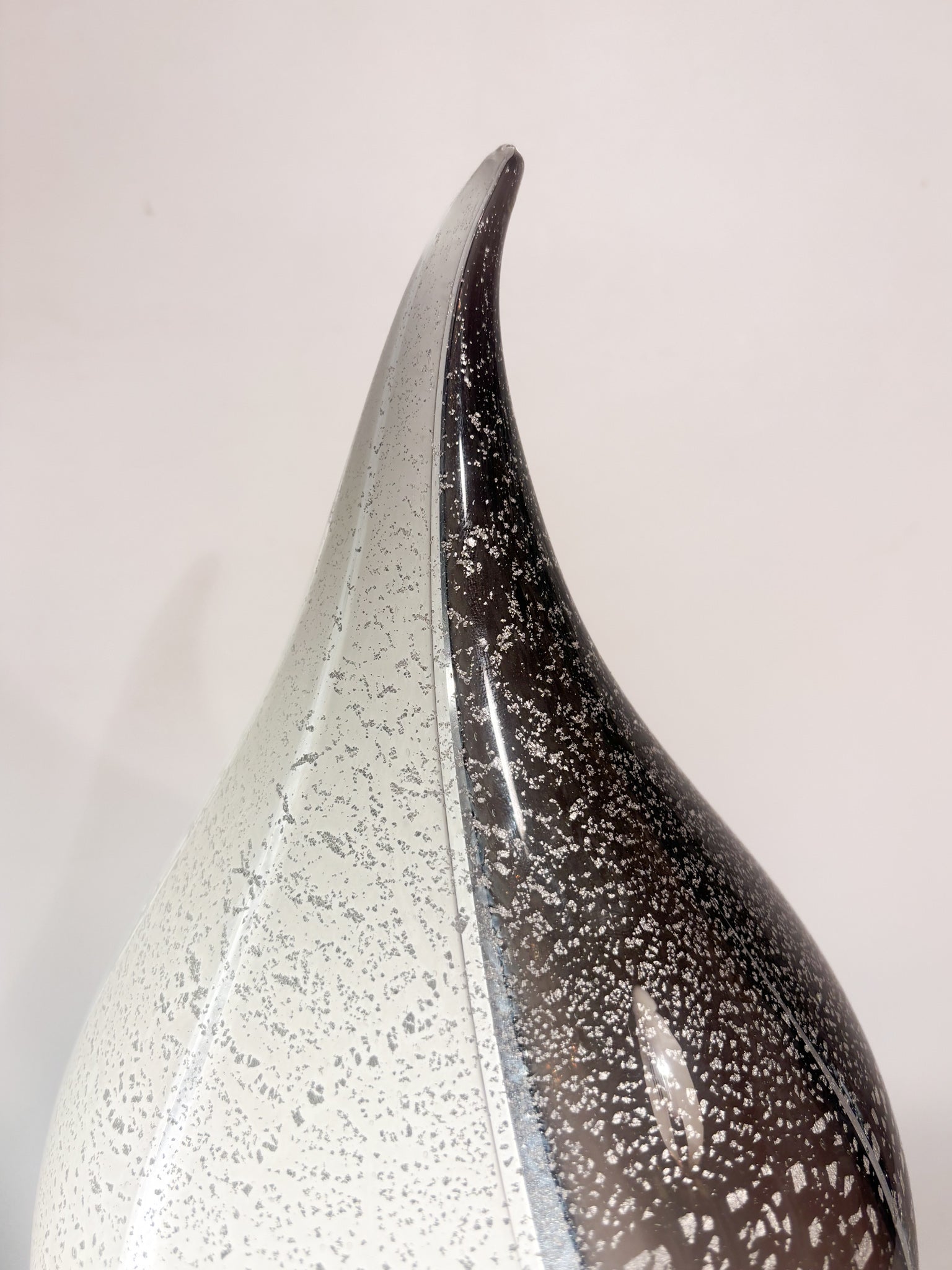 Lampada in Vetro di Murano e Foglia Argento a Goccia Anni 80