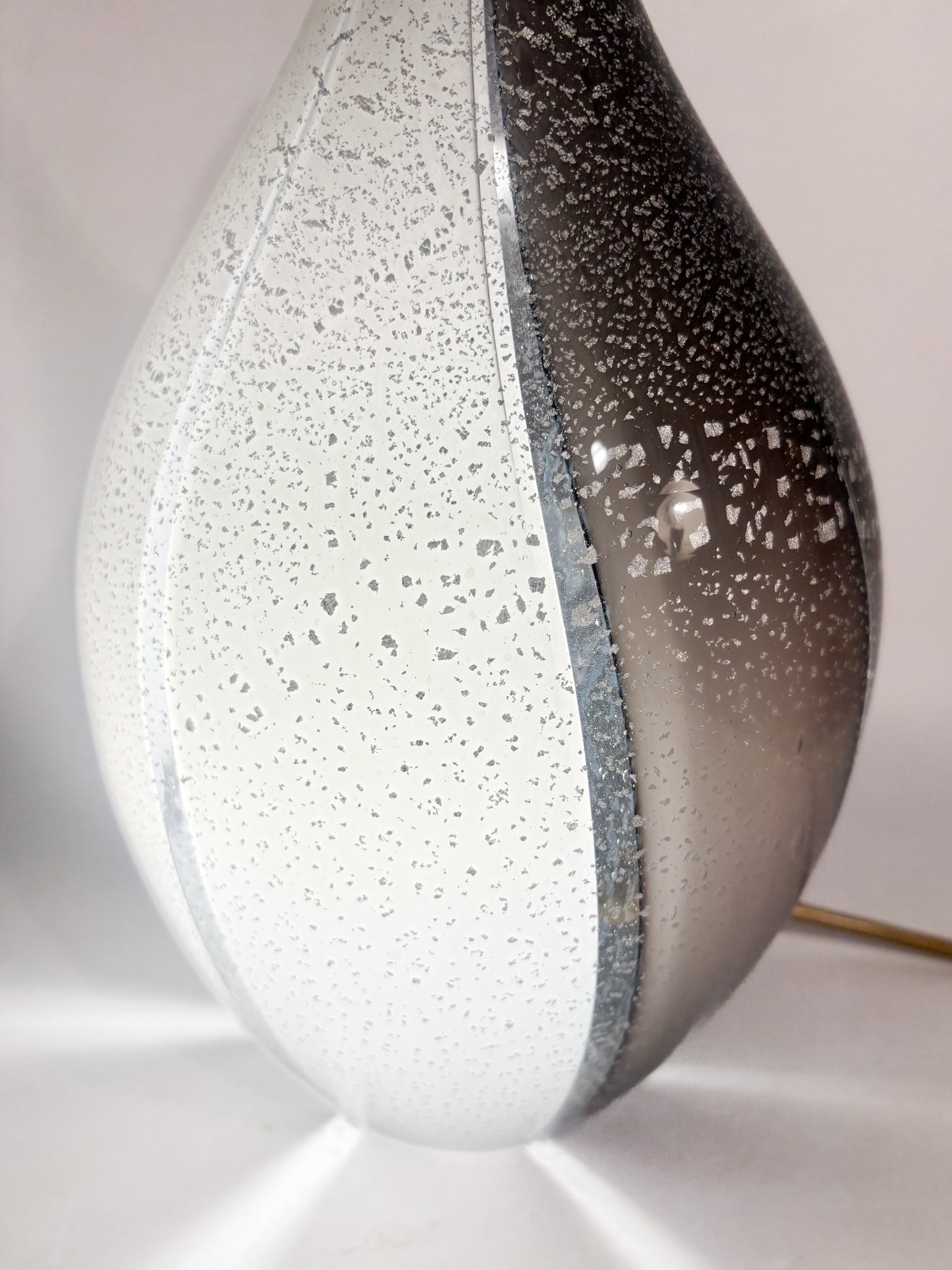 Lampada in Vetro di Murano e Foglia Argento a Goccia Anni 80