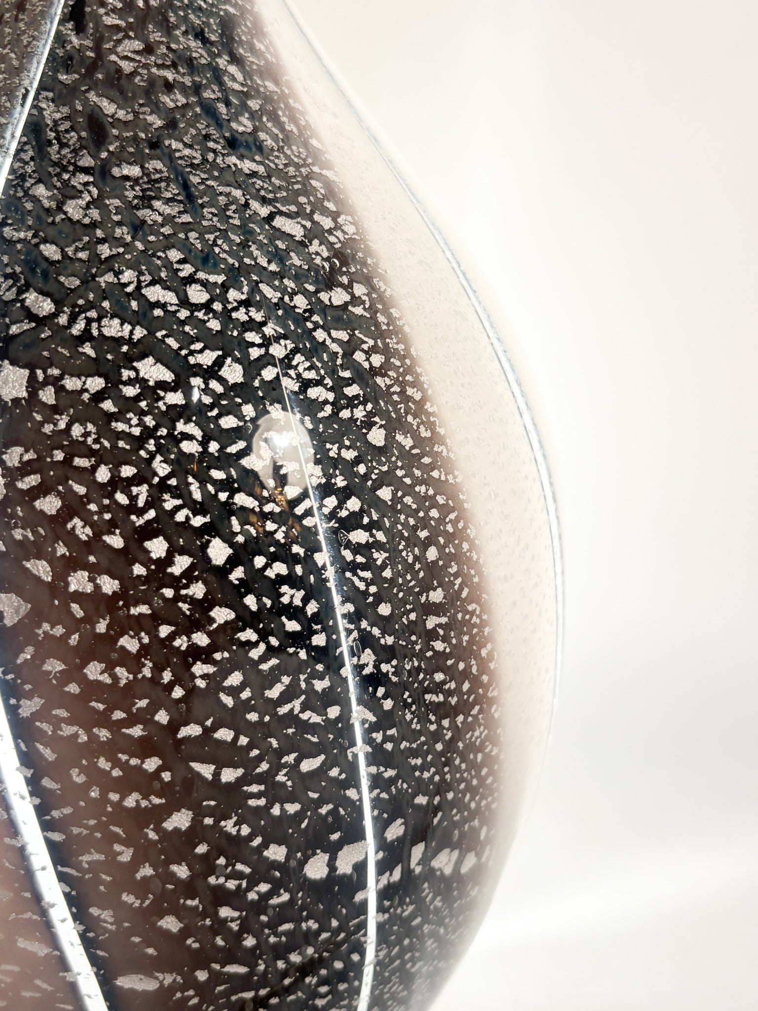 Lampada in Vetro di Murano e Foglia Argento a Goccia Anni 80