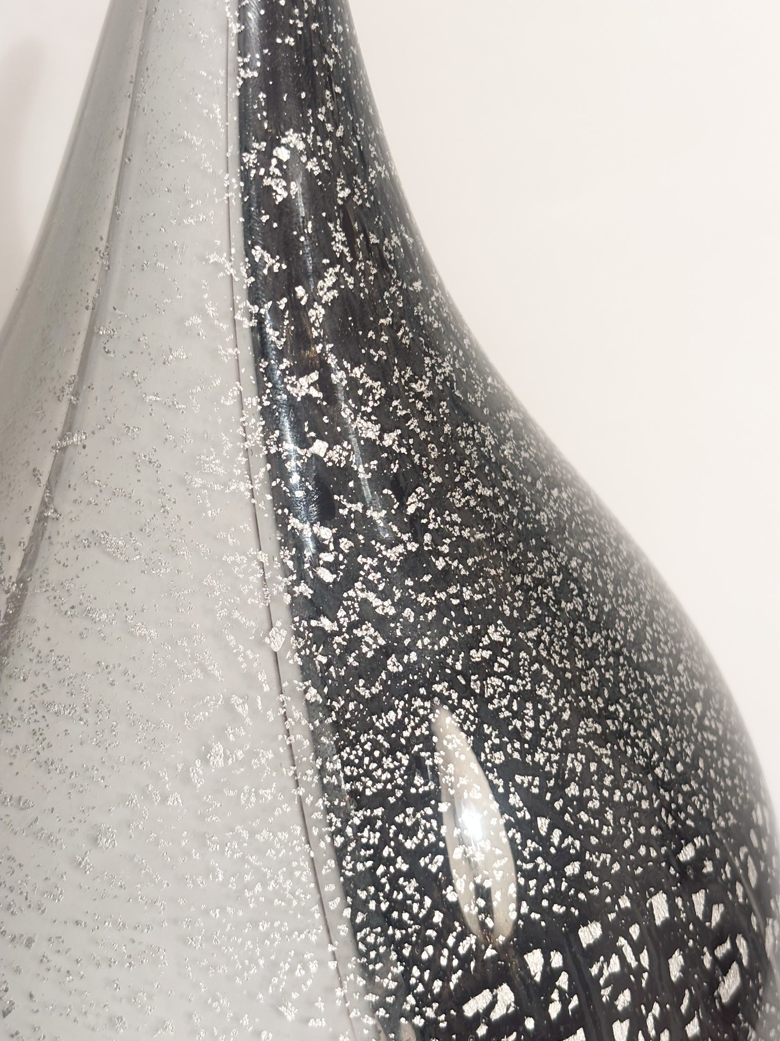 Lampada in Vetro di Murano e Foglia Argento a Goccia Anni 80