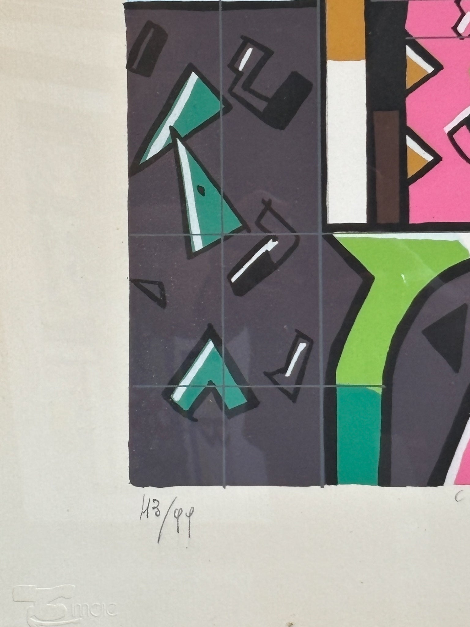 Litografia a Colori "Suonatore" di Ibrahim Kodra Anni 70