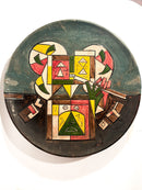 Large Plate in Relief Worked Ceramic and Painted by Ibrahim Kodra 1970s