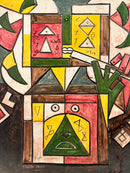 Large Plate in Relief Worked Ceramic and Painted by Ibrahim Kodra 1970s