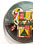Large Plate in Relief Worked Ceramic and Painted by Ibrahim Kodra 1970s
