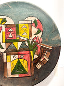 Large Plate in Relief Worked Ceramic and Painted by Ibrahim Kodra 1970s