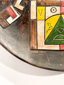 Large Plate in Relief Worked Ceramic and Painted by Ibrahim Kodra 1970s