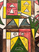 Large Plate in Relief Worked Ceramic and Painted by Ibrahim Kodra 1970s