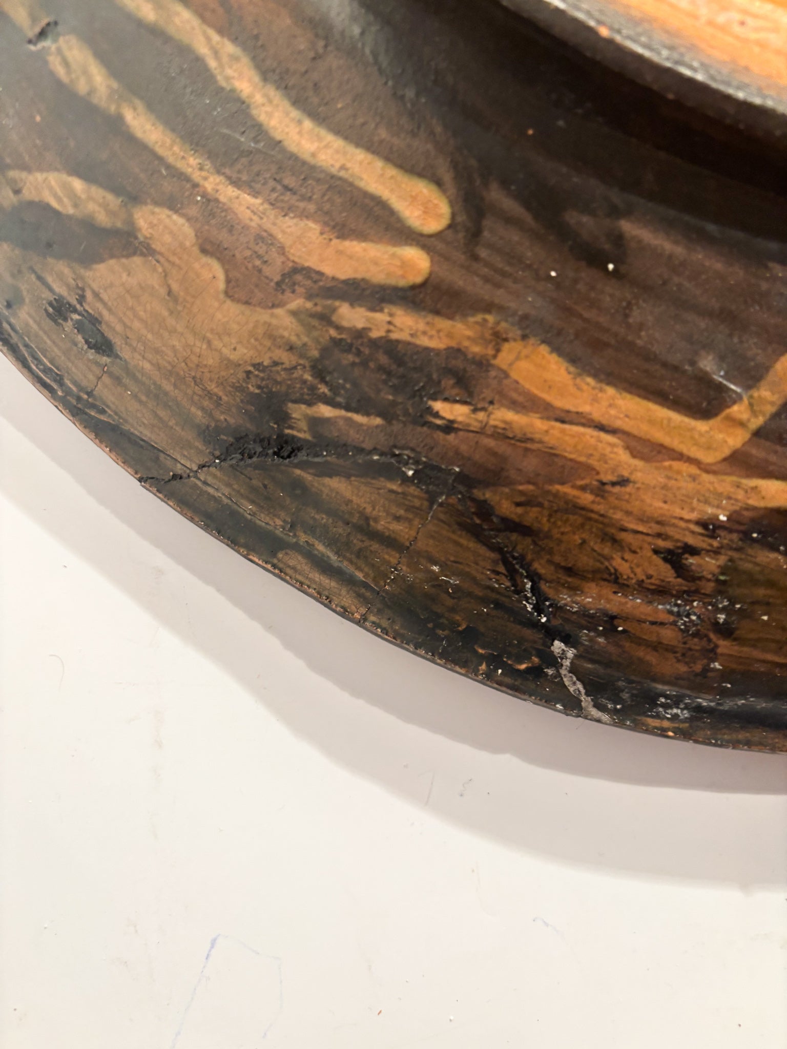 Large Plate in Relief Worked Ceramic and Painted by Ibrahim Kodra 1970s