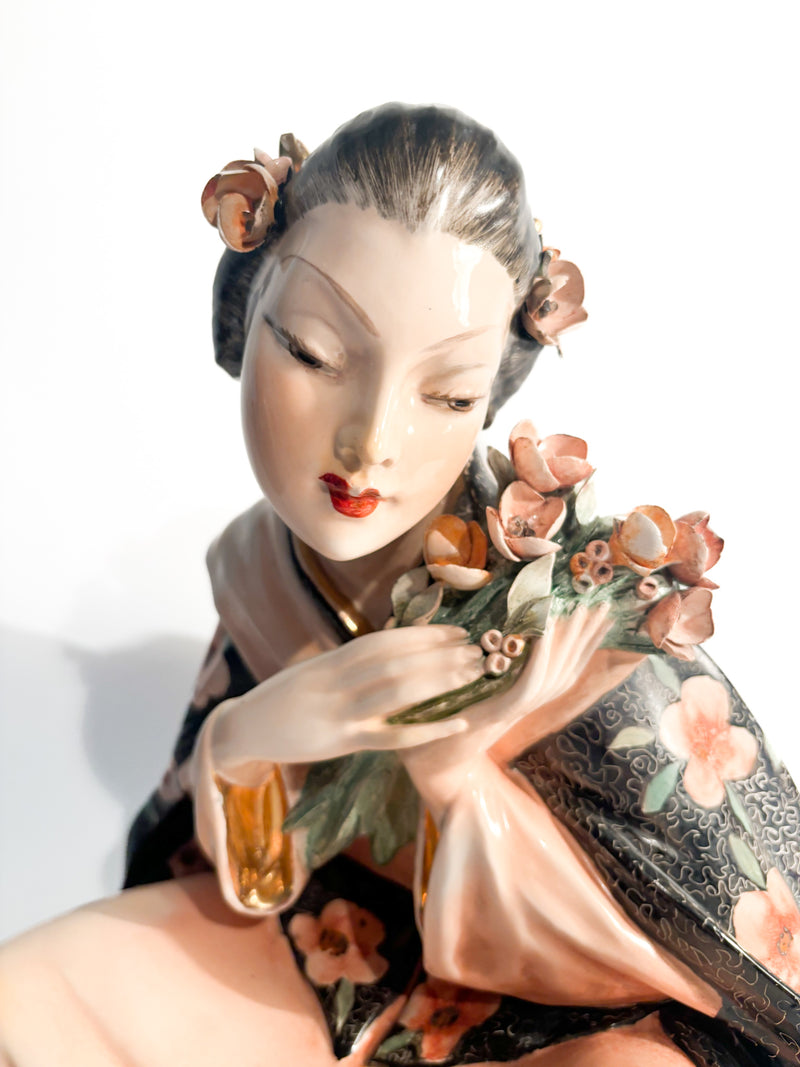 Ceramic Sculpture of Oriental Lady by Bertolotti V.B.C.M. 40s