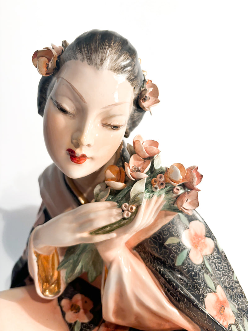 Ceramic Sculpture of Oriental Lady by Bertolotti V.B.C.M. 40s