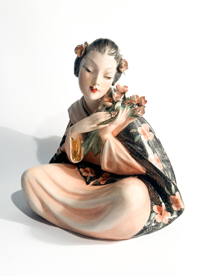 Ceramic Sculpture of Oriental Lady by Bertolotti V.B.C.M. 40s