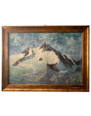 Dipinto Olio su Tela di Paesaggio di Montagna Attribuito a Paolo Punzo Anni 50