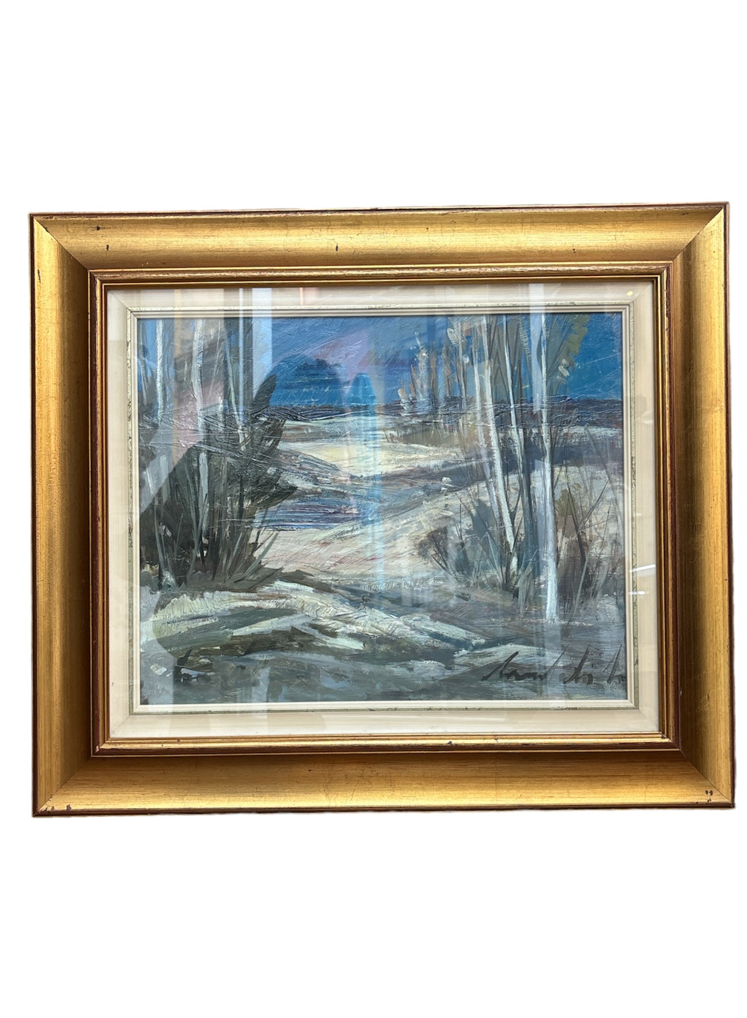 Oil Painting on Canvas of Landscape by Lamberto Lamberti from the 1970s