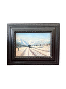 Dipinto Olio su Tavola di Clusone con Treno di Leonardi del 1928-1929