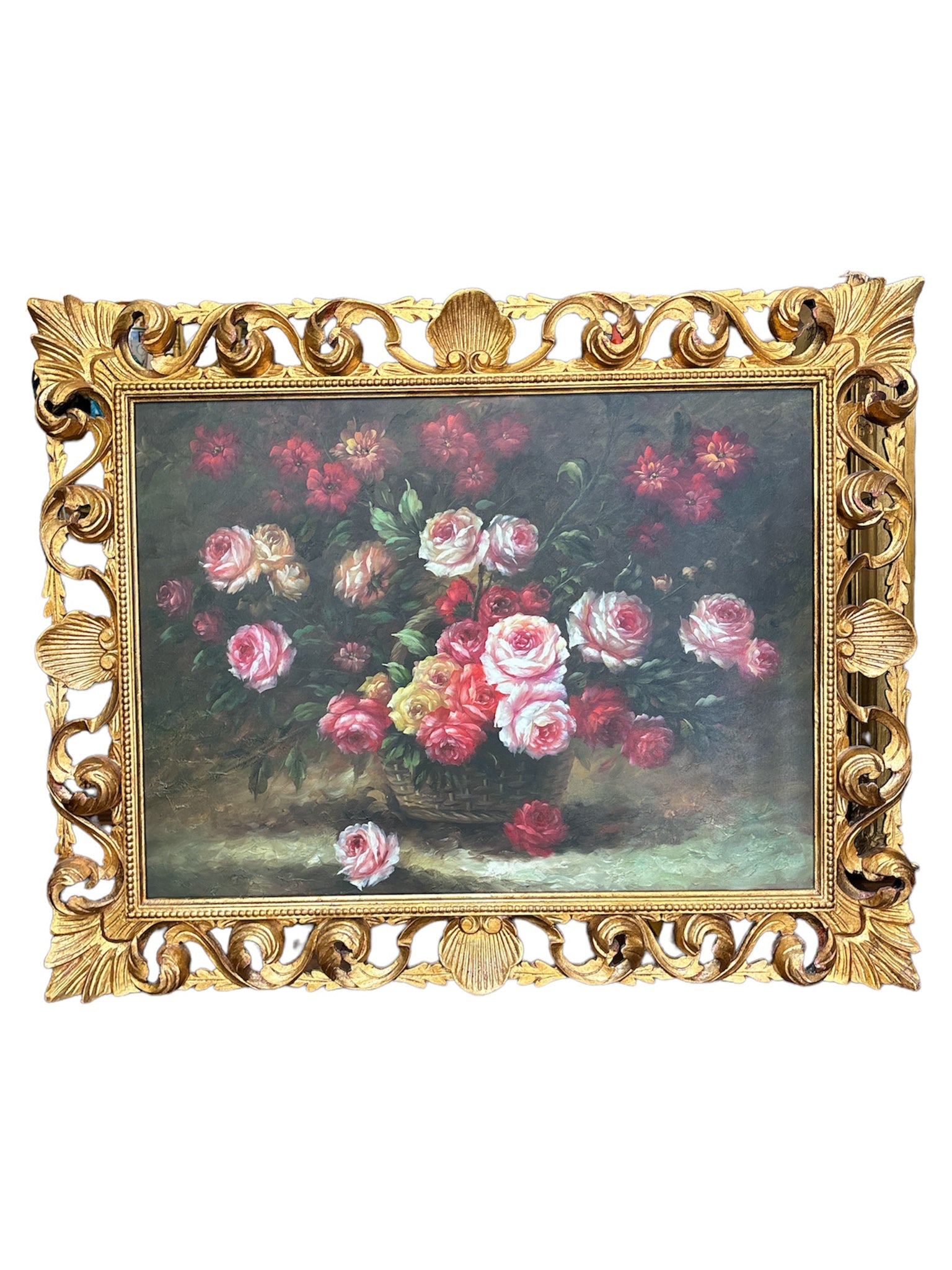 Oil Painting on Canvas of Still Life of Flowers by Unknown Author