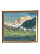 Dipinto Tempera di Carta 'Il Catenaccio al Tramonto da Fiè' di Fausto Cattaneo del 1950