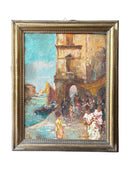 Dipinto Olio su Tavola di Paesaggio Urbano di Attilio Achille Bozzato Anni 20