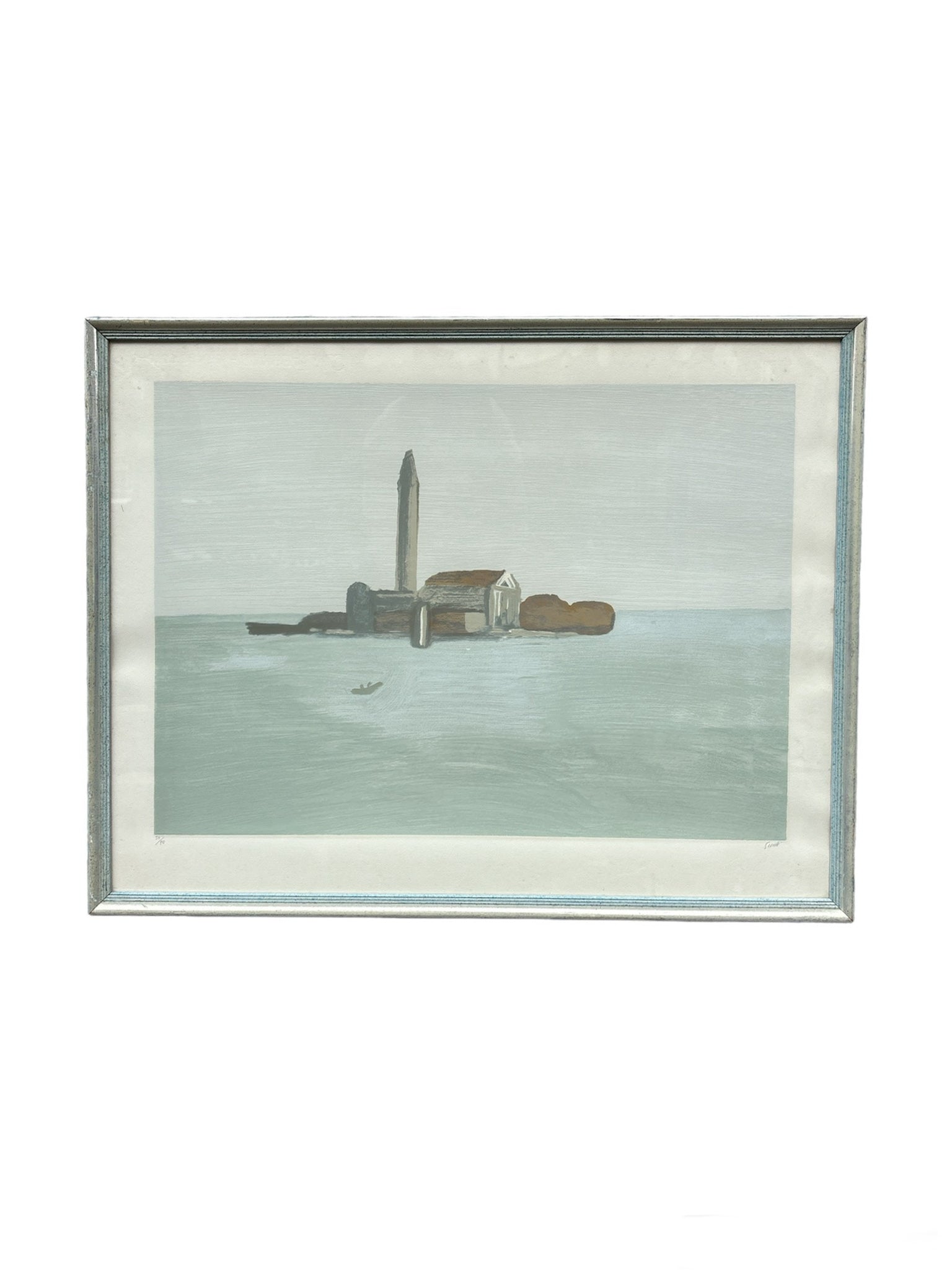 Lithograph of Venetian Landscape by Virgilio Guidi, 1970s