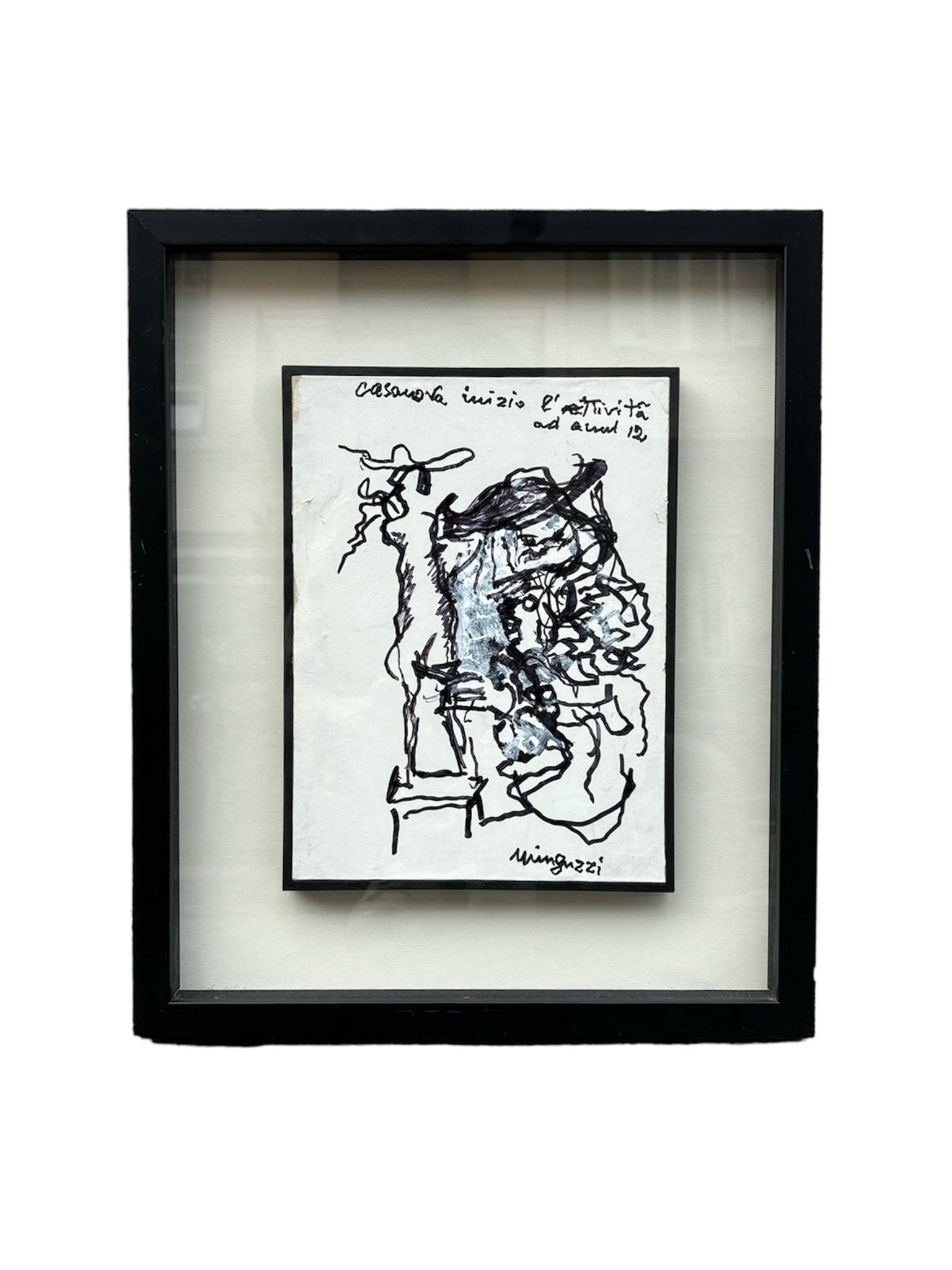 Mixed Technique on Framed Paper by Luciano Minguzzi, 1970s