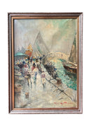 Dipinto Olio su Tela di Scorcio di Canale Veneziano di Guido Mantovani Primi Novecento