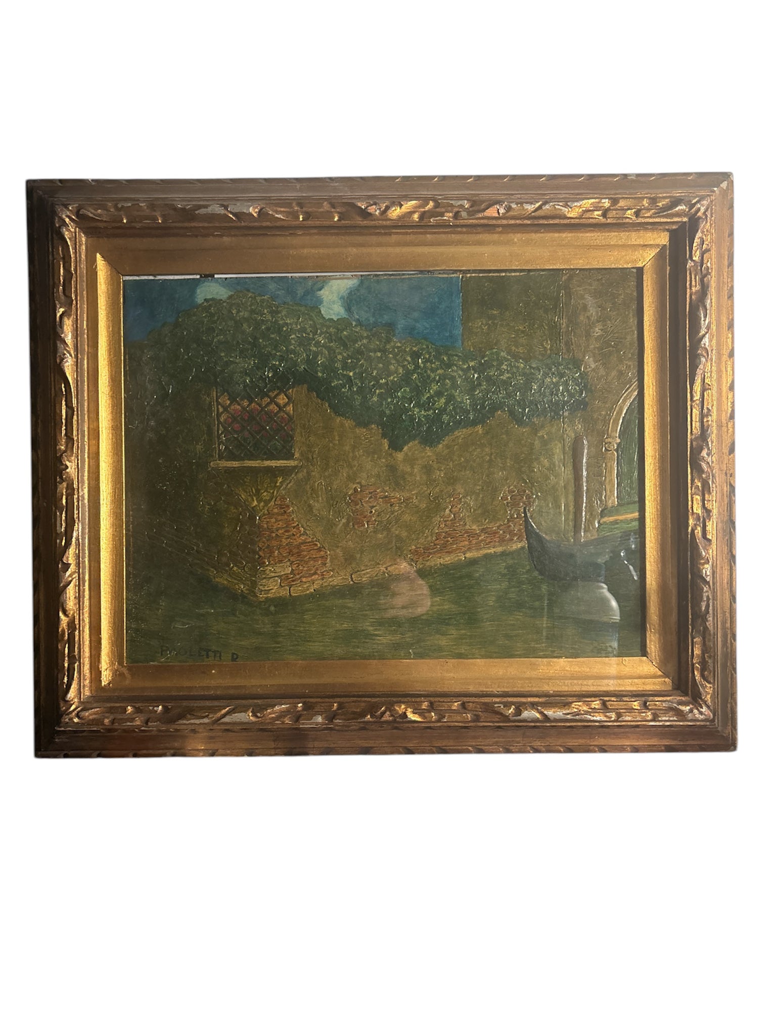 Oil Painting on Panel of Landscape by Rodolfo Paoletti 1920s