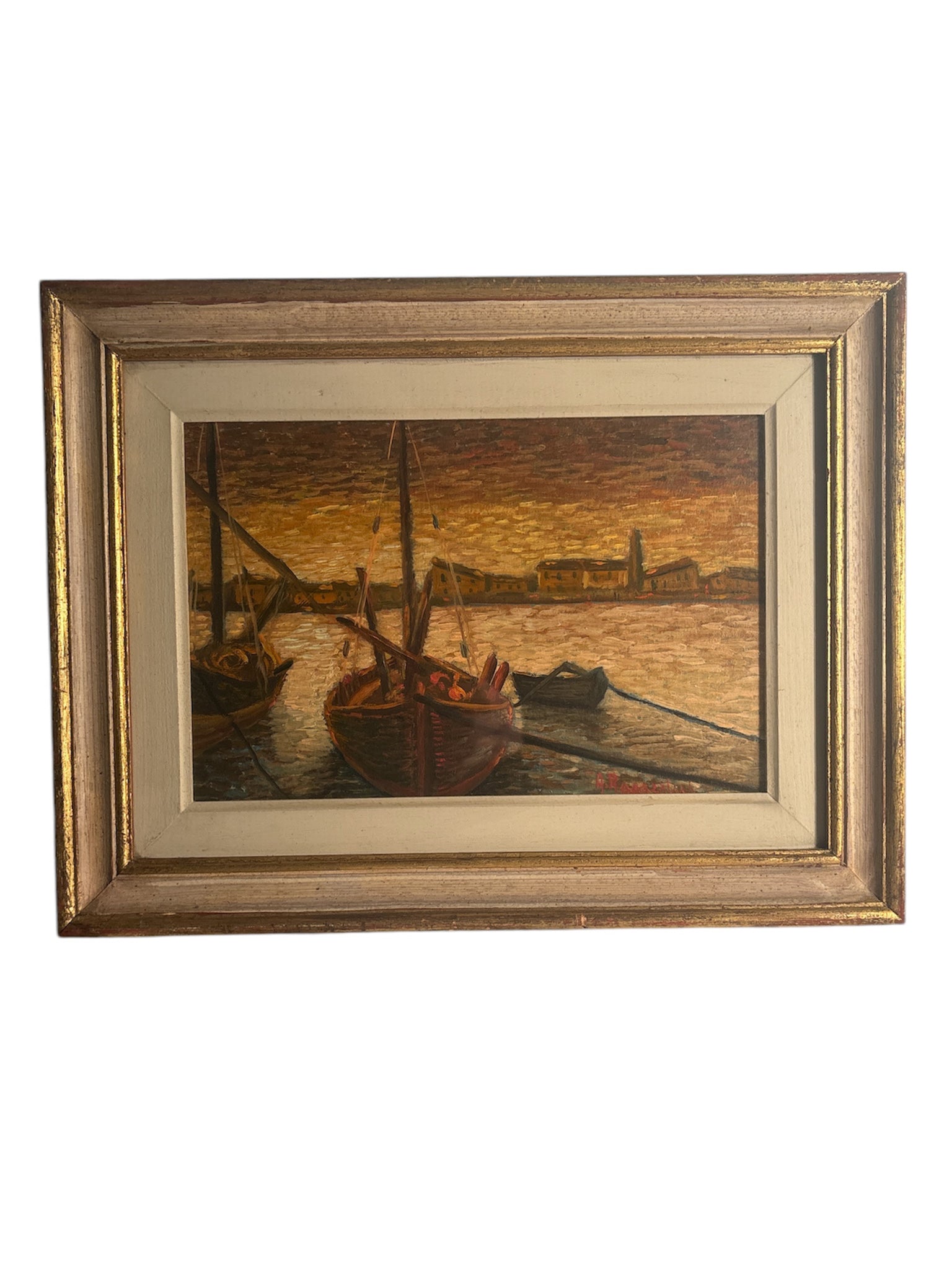 Oil Painting on Canvas Board from Castiglione della Pescaia by Ado Ragazzini