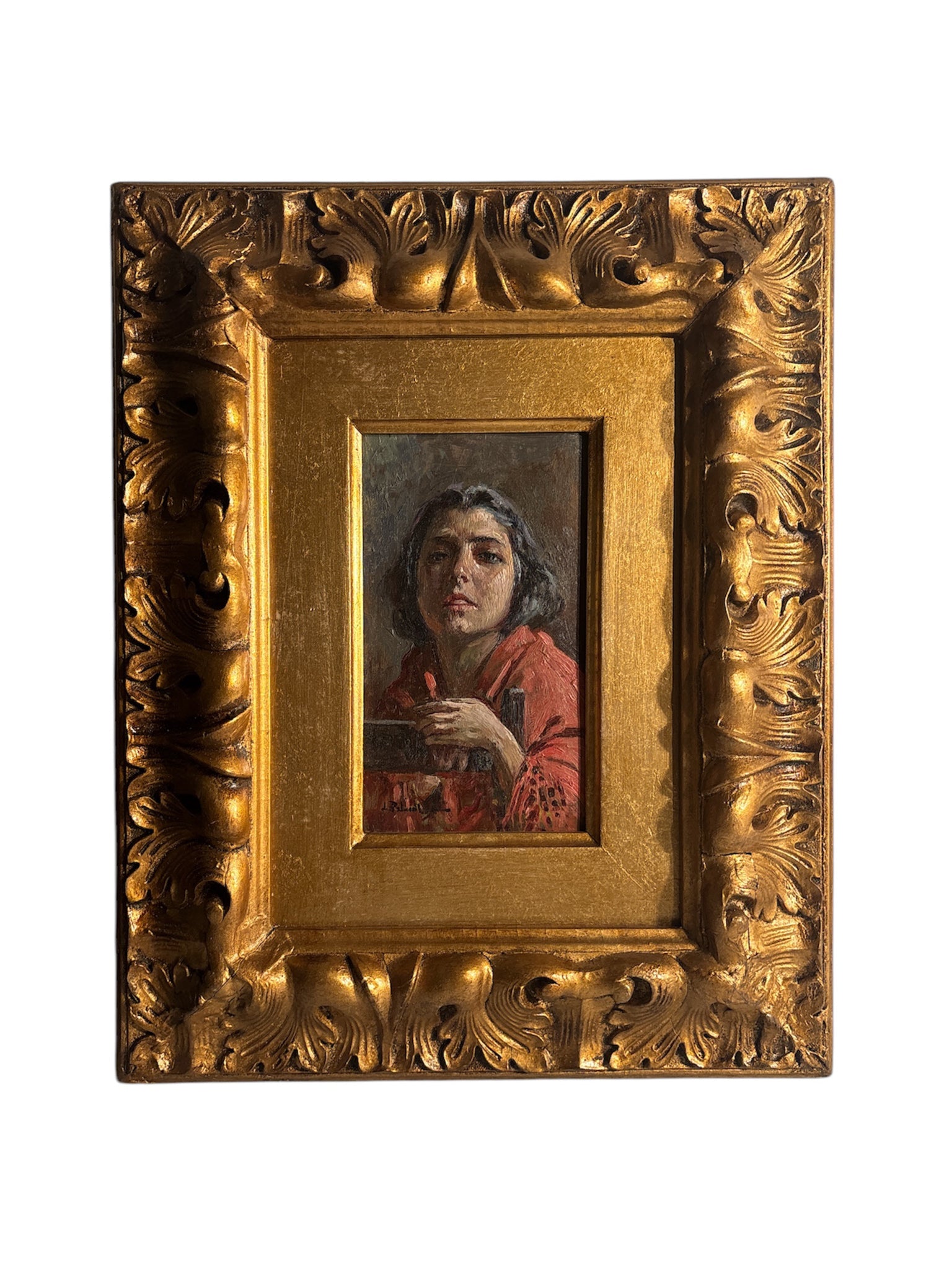 Oil Painting on Canvas of a Woman by Luigi Palumbo from the 1800s