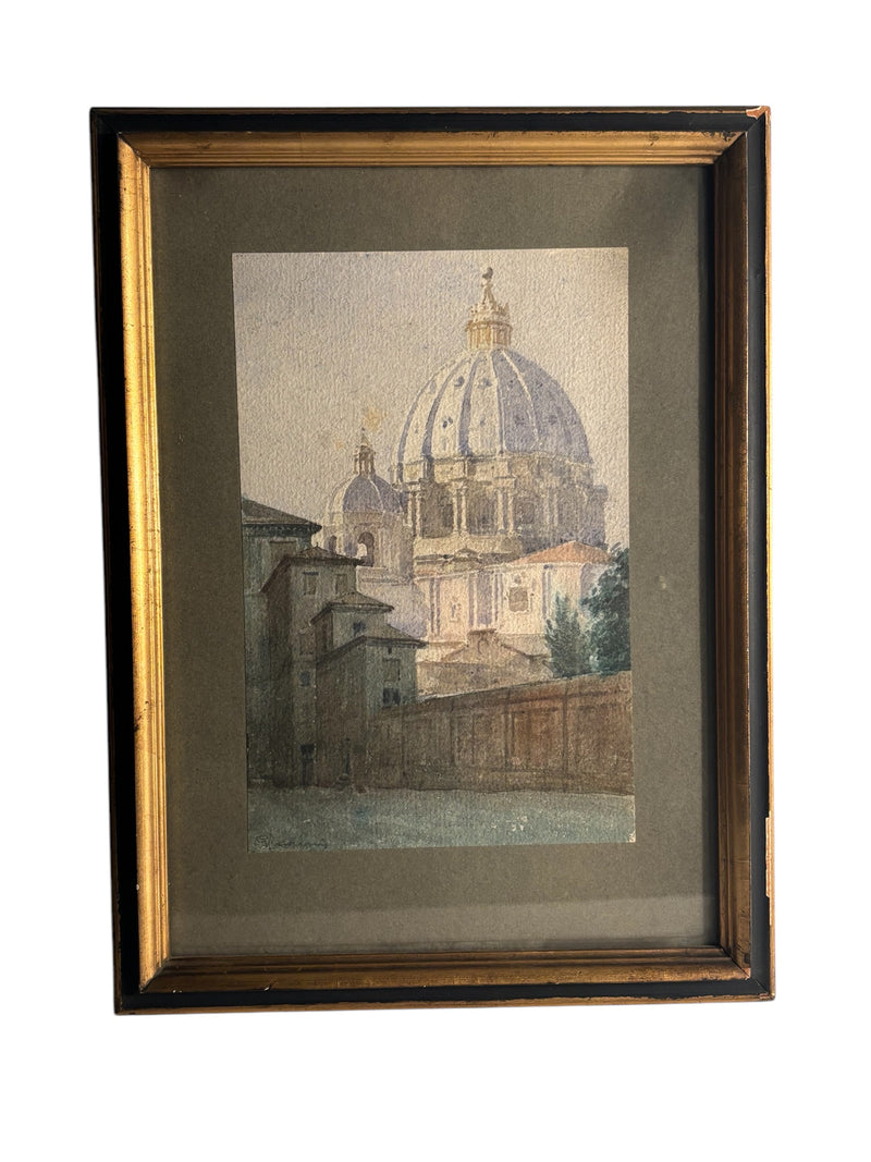 Watercolor Painting of the Dome of the City 1960s