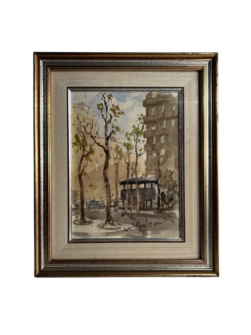 Watercolor Painting by Vespasiano di Giulio Falzoni 1960s