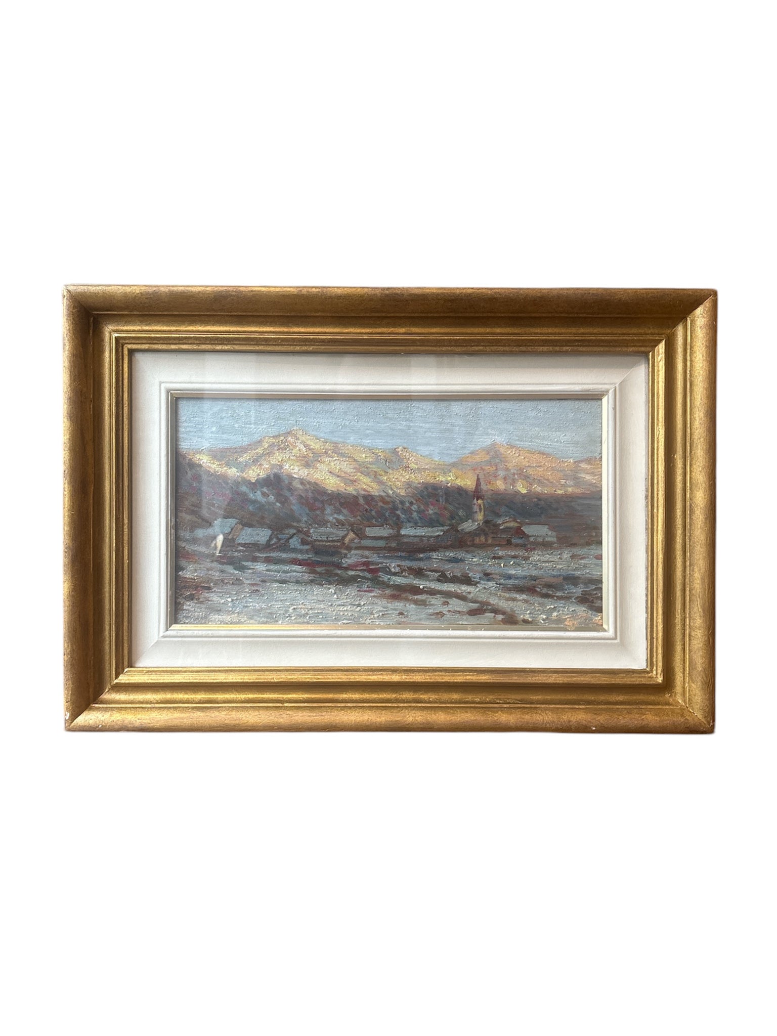 Oil Painting on Panel of Mountain Landscape 1950s