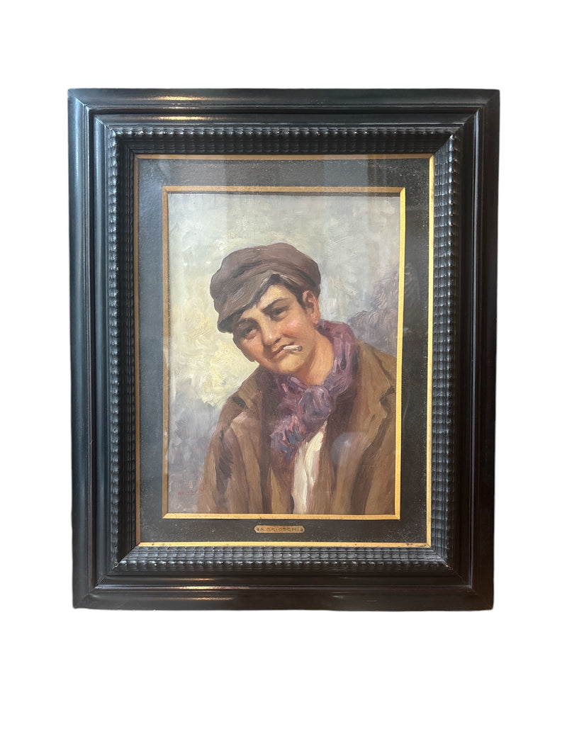 Oil painting on panel of Male Portrait by Athos Brioschi 1970s