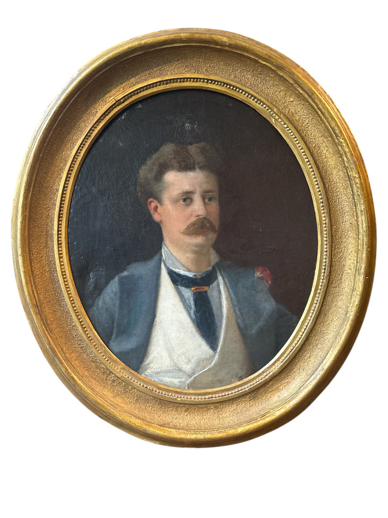 Portrait Oil on Canvas by Daniele Ranzoni Late 19th Century