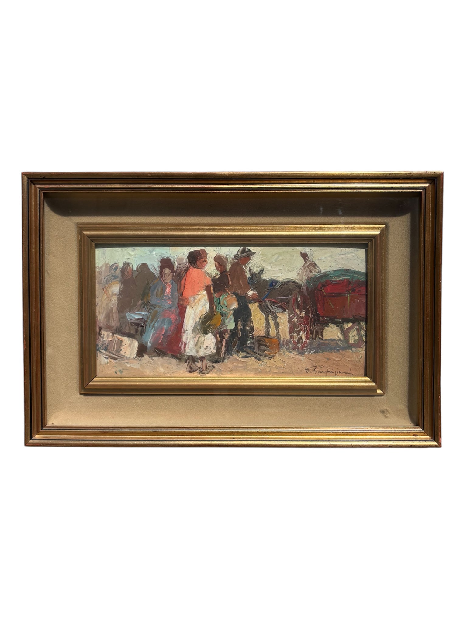 Dipinto Olio su Tavola di Figure di Danilo Barghigiani Anni 60